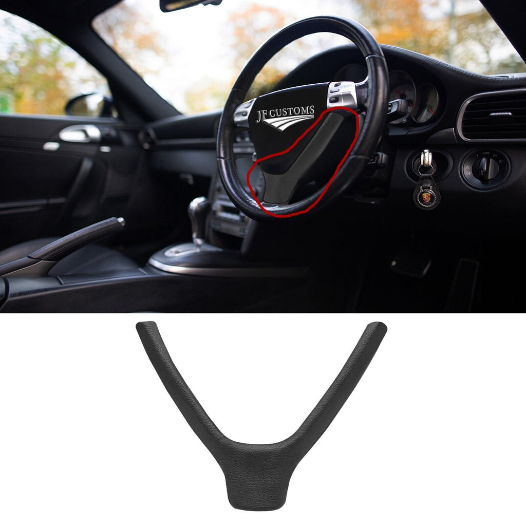 BLACK LEATHER STEERING WHEEL LOWER TRIM COVER+FRAME FOR PORSCHE 911 997 987