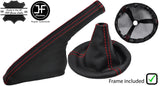 RED STITCH CARBON VINYL GEAR + FRAME & SLIM HANDBRAKE COVER FOR FIAT 500 07-15