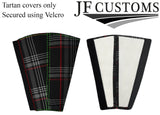 GREEN STITCH RED TARTAN 2X SEAT BELT TALL COVERS FOR VW T6 TRANSPORTER