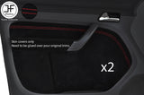 RED STITCH 2X FRONT DOOR CARD TRIM SUEDE COVERS FOR VW CADDY MK3 2005-2015