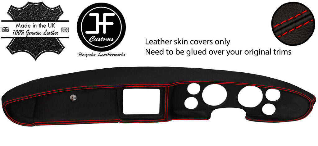RED STITCH FOAM STYLE DASH DASHBOARD REAL LEATHER COVER FITS MG MGB CUSTOM NEW
