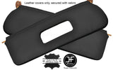 BLACK STITCHING 2X SUN VISORS REAL LEATHER COVERS FITS FORD GRANADA MK1
