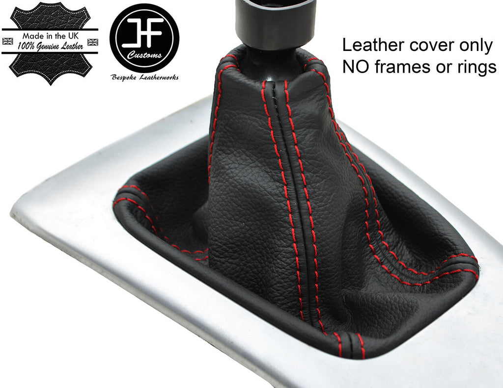 RED STITCHING TOP GRAIN REAL LEATHER GEAR GAITER FITS SAAB 93 9-3 2003-2012