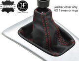 RED STITCHING TOP GRAIN REAL LEATHER GEAR GAITER FITS SAAB 93 9-3 2003-2012