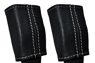 WHITE STITCH FITS JAGUAR XJ40 XJ6 86-94 2X FRONT SEAT BELT STALK LEATHER COVERS