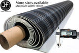 PREMIUM AUTOMOTIVE GREY TARTAN FOAM BACKED 4MM FABRIC 50cm x 50cm UPHOLSTERY