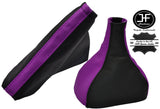 BLACK & PURPLE LEATHER GEAR HANDBRAKE GAITER FITS OPEL VAUXHALL MERIVA A 02-10