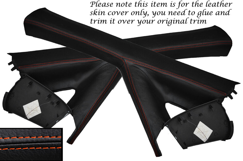 ORANGE STITCH 2X A POST PILLAR SKIN COVERS FITS MERCEDES VITO W639 2004-2012