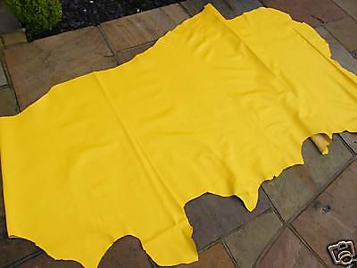 LARGE YELLOW LEATHER  HIDE TOP QUALITY SEXY LEATHER 20 SQ NEW MADE IN UK