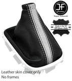 BLACK&WHITE STRIPE TOP GRAIN LEATHER GEAR GAITER FOR RENAULT KADJAR 2015-2019