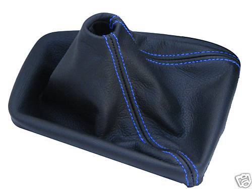FITS BMW E90 LEATHER GEAR  GAITER BOOT BLUE STITCH  05+ CUSTOM NEW MADE IN UK