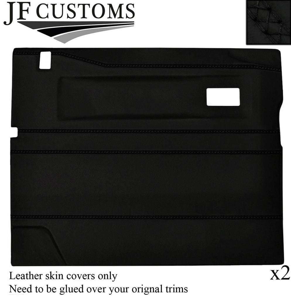 BLACK LUX-STITCH LEATHER 2X FRONT DOOR COVERS FOR LAND ROVER DEFENDER 90 110