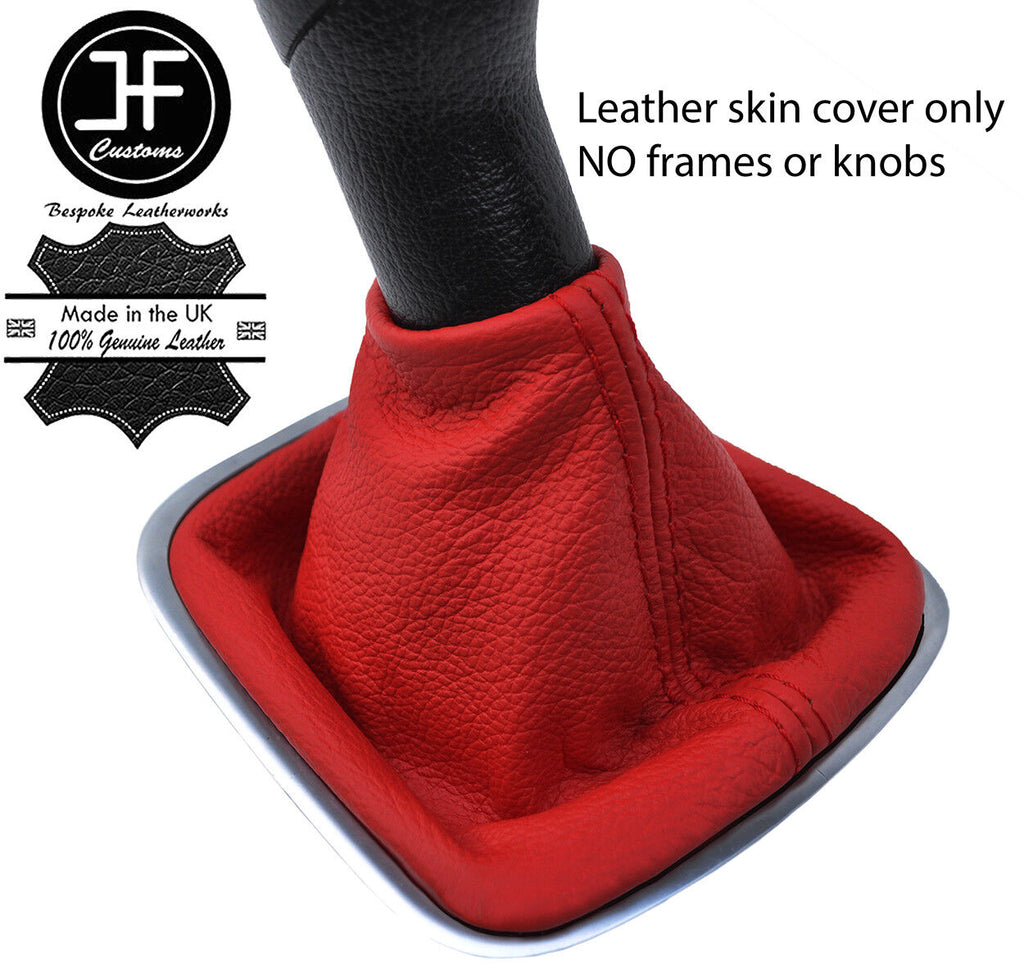 RED TOP GRAIN REAL LEATHER MANUAL GEAR GAITER FITS VW POLO 6R 2009-2016