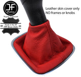 RED TOP GRAIN REAL LEATHER MANUAL GEAR GAITER FITS VW POLO 6R 2009-2016