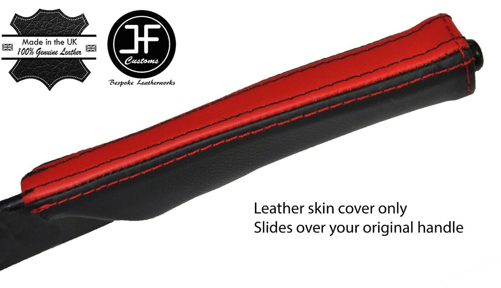 BLACK & RED TOP GRAIN LEATHER HANDBRAKE GAITER COVER FITS PEUGEOT 205 1986-97