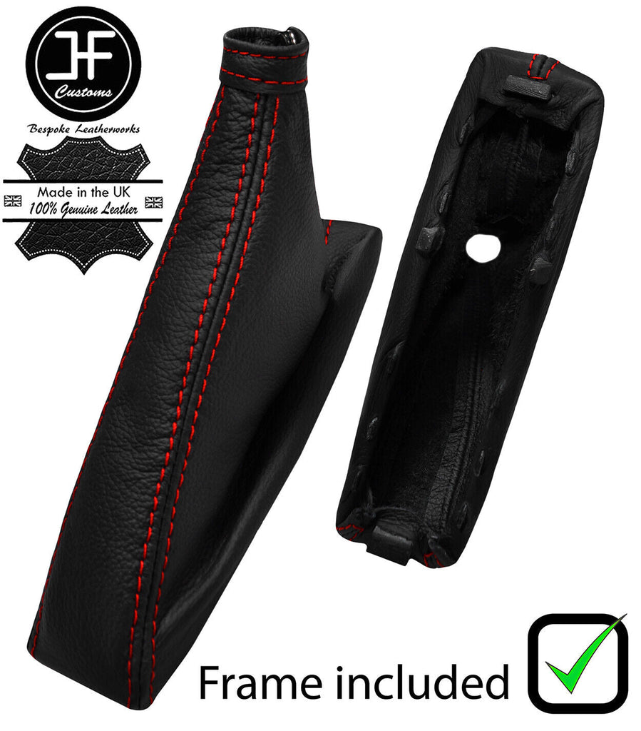 RED STITCH LEATHER HANDBRAKE GAITER+PLASTIC FRAME FOR ALFA ROMEO 166 98-07
