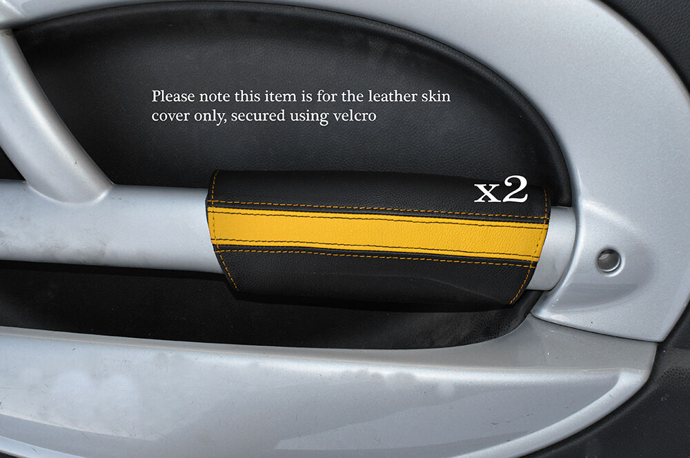 BLACK & YELLOW 2X PANTHERS DOOR ARMREST LEATHER COVER FITS BMW MINI COOPER 01-03