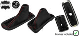 RED STITCH LEATHER AUTOMATIC GAITERS SET + PLASTIC FRAME FOR BMW X5 E53 00-06