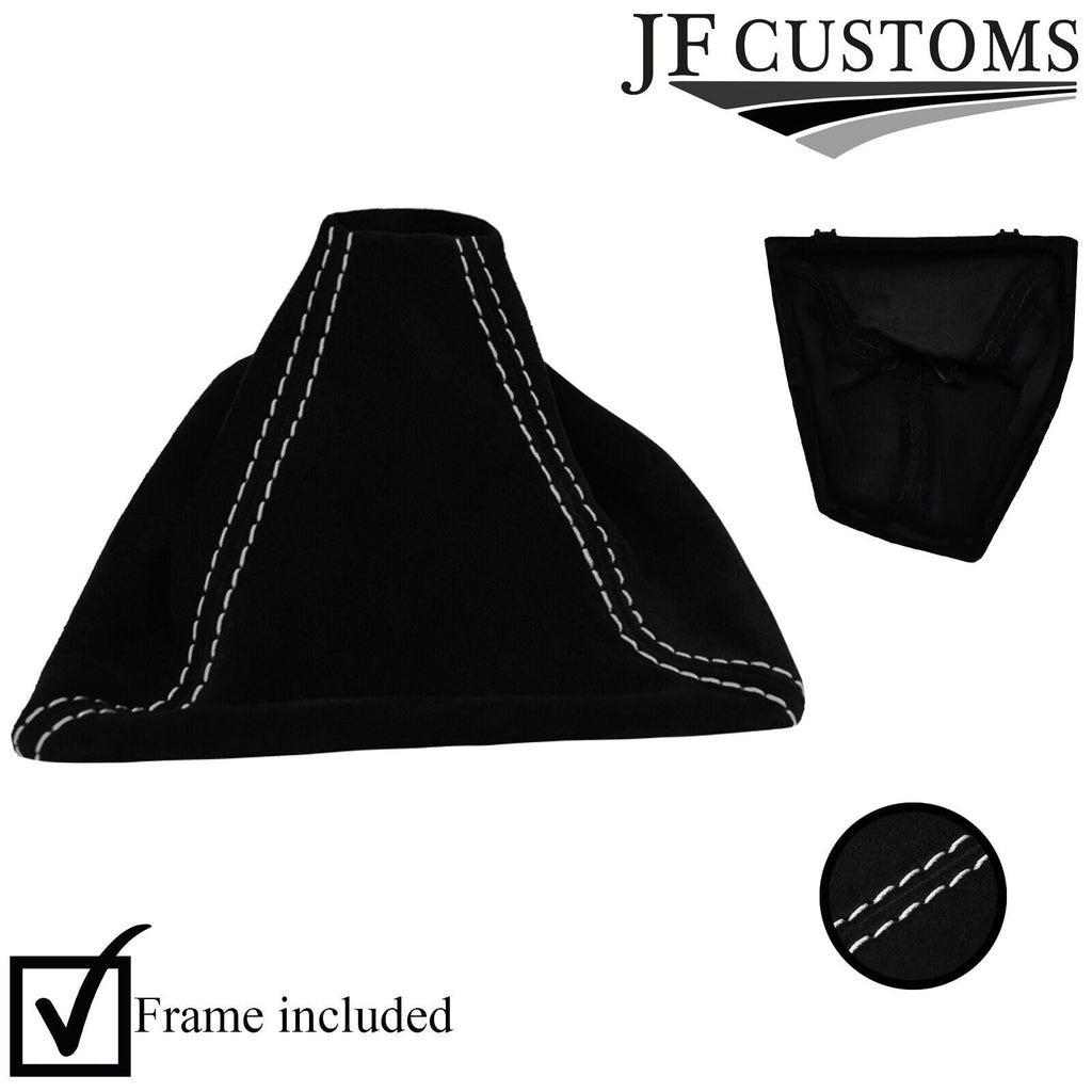 WHITE STITCH SUEDE GEAR GAITER + PLASTIC FRAME FOR BMW 1 SERIES F20 F21 11-17