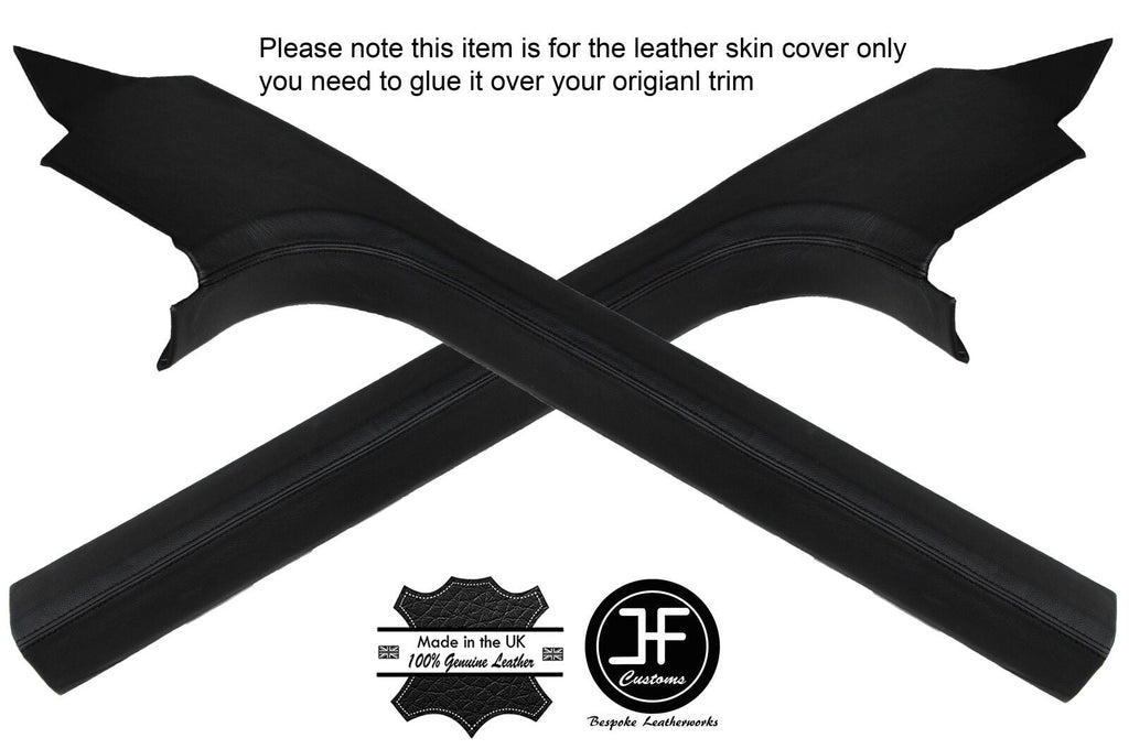 BLACK STITCHING 2X DOOR SILL TRIM LEATHER COVERS FITS CORVETTE C6 2005-2013