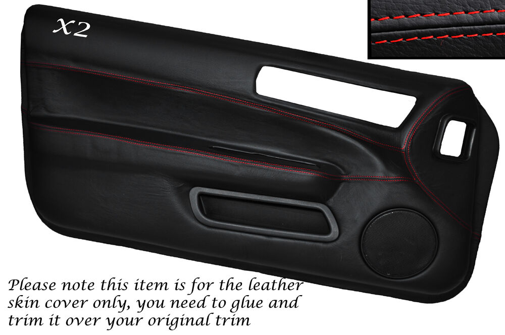 RED STITCH 2X FULL DOOR CARD LEATHER SKIN COVER FITS NISSAN 200 SX S14 93-99