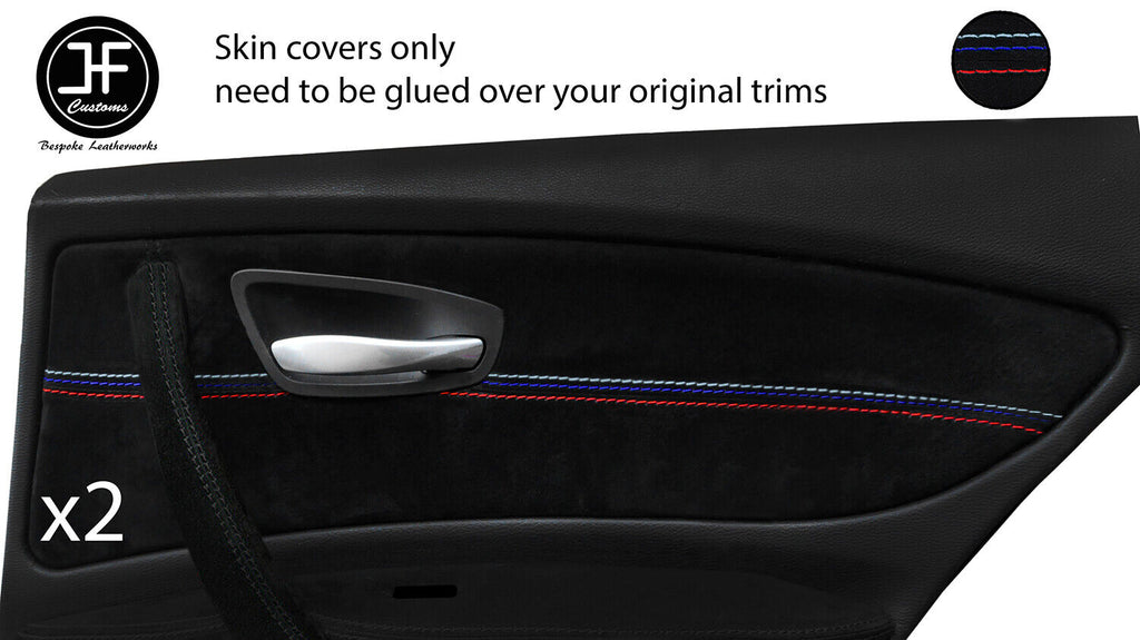 TRI STITCH 2X REAR DOOR CARD TRIM SUEDE COVERS FITS BMW 1 SERIES E87 04-12