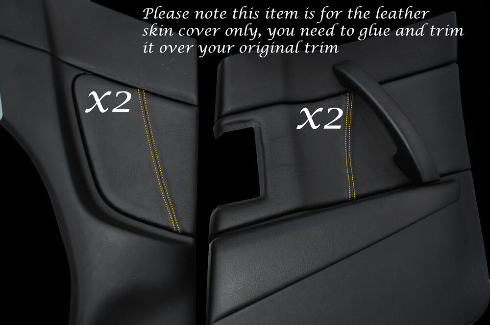 YELLOW STITCHING 4X REAR DOOR CARD LEATHER SKIN COVERS FITS MAZDA RX8 03-12