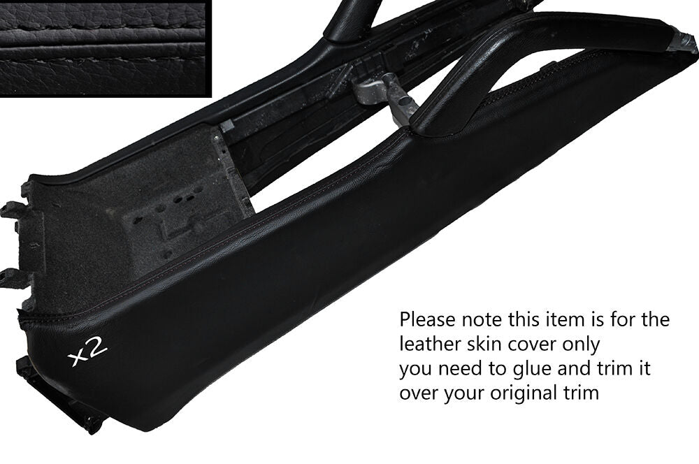 BLACK STITCH 2X CENTER CONSOLE SIDE TRIM SKIN COVERS FITS PORSCHE CAYENNE 02-10