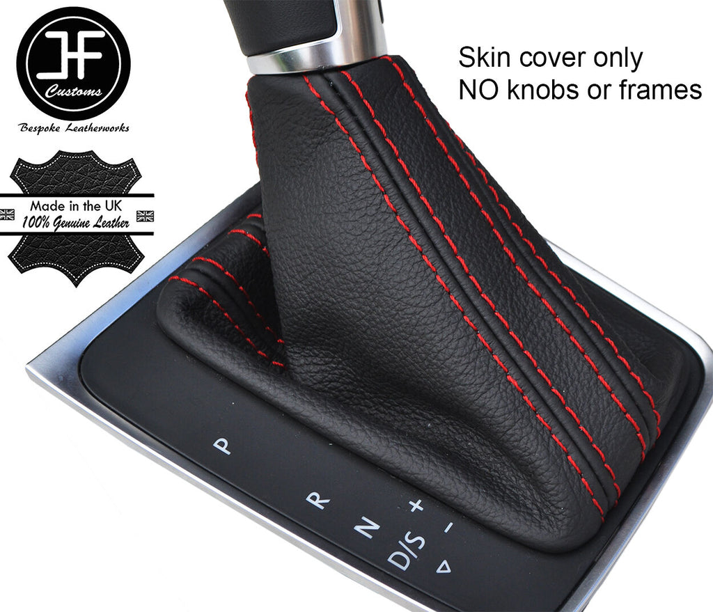 RED STITCH LEATHER DSG AUTOMATIC GEAR GAITER FITS VW GOLF MK7 VII 2013-2017