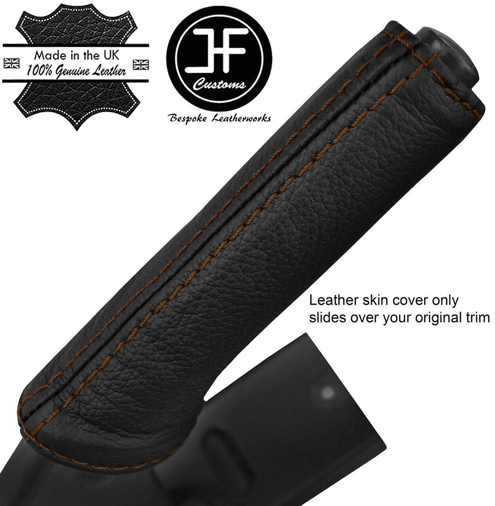 BROWN STITCH TOP GRAIN LEATHER HANDBRAKE HANDLE COVER FITS SMART ROADSTER 03-05