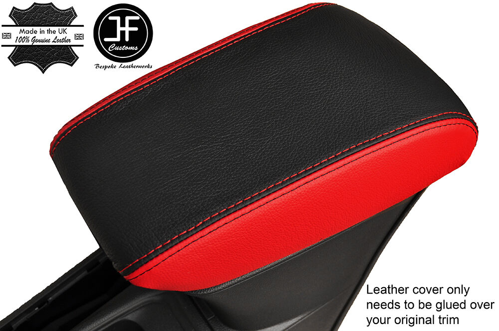 BLACK & RED LEATHER ARMREST COVER FITS VAUXHALL OPEL ASTRA K MK7 2016+