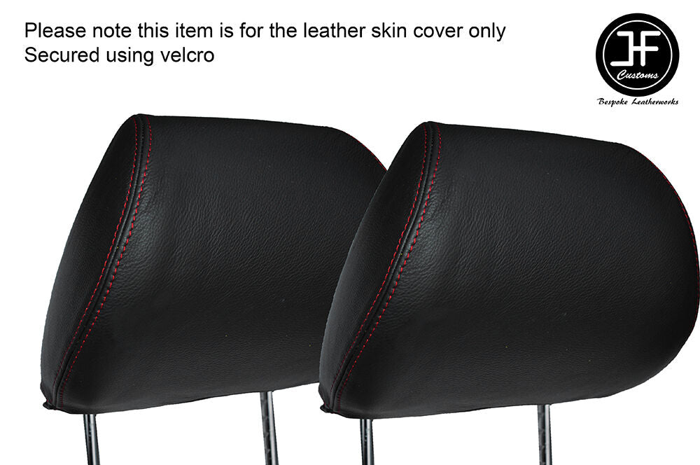 RED STICH 2X FRONT HEADREST SKIN COVERS FITS HONDA CIVIC FK2 TYPE S MK8 06-12
