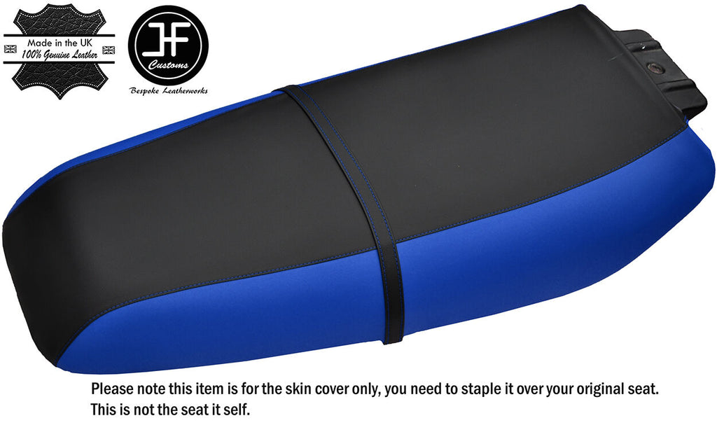 BLACK & R BLUE CUSTOM FITS KAWASAKI 750 XIR SS 92-97 VINYL SEAT COVER + STRAP