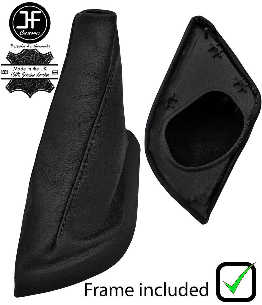 BLACK STITCH REAL LEATHER GEAR GAITER+PLASTIC FRAME FITS FIAT SCUDO 1994-2005