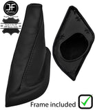 BLACK STITCH REAL LEATHER GEAR GAITER+PLASTIC FRAME FITS FIAT SCUDO 1994-2005
