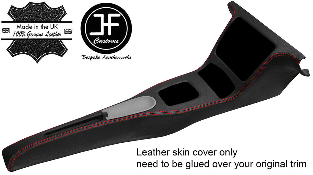 RED STITCH CENTRE CONSOLE TUNNEL REAL LEATHER COVER FOR VW POLO 6N2 1999-2001