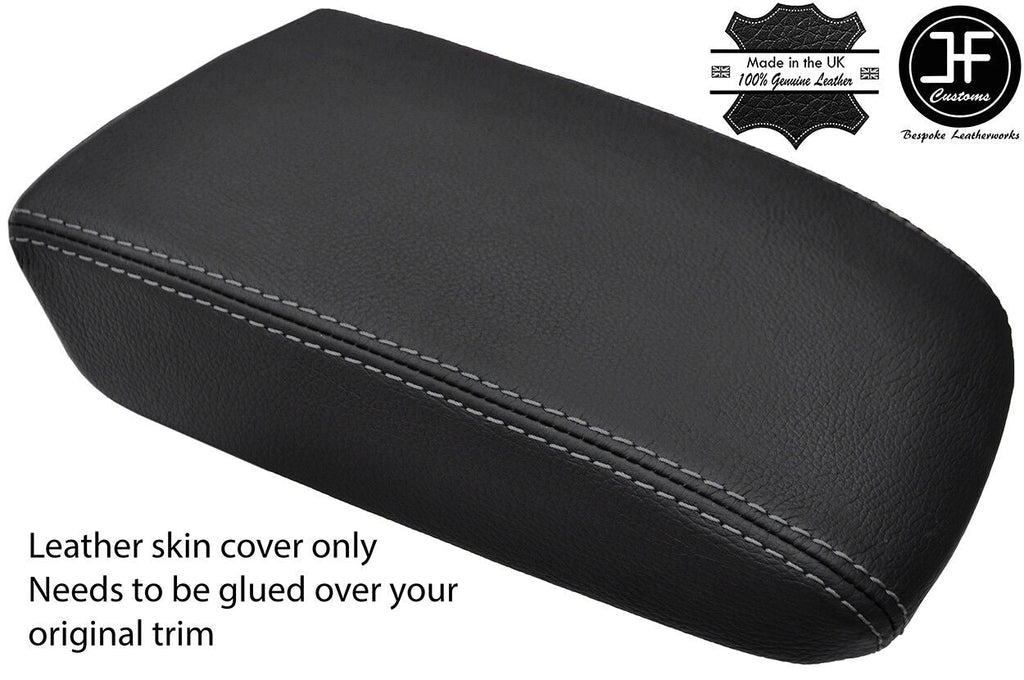 GREY STITCH TOP GRAIN LEATHER ARMREST LID COVER FITS VW TIGUAN MK2 2016-2018