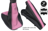 BLACK & PINK TOP GRAIN LTHR GEAR HANDBRAKE GAITER FOR VAUXHALL CORSA D 06-14