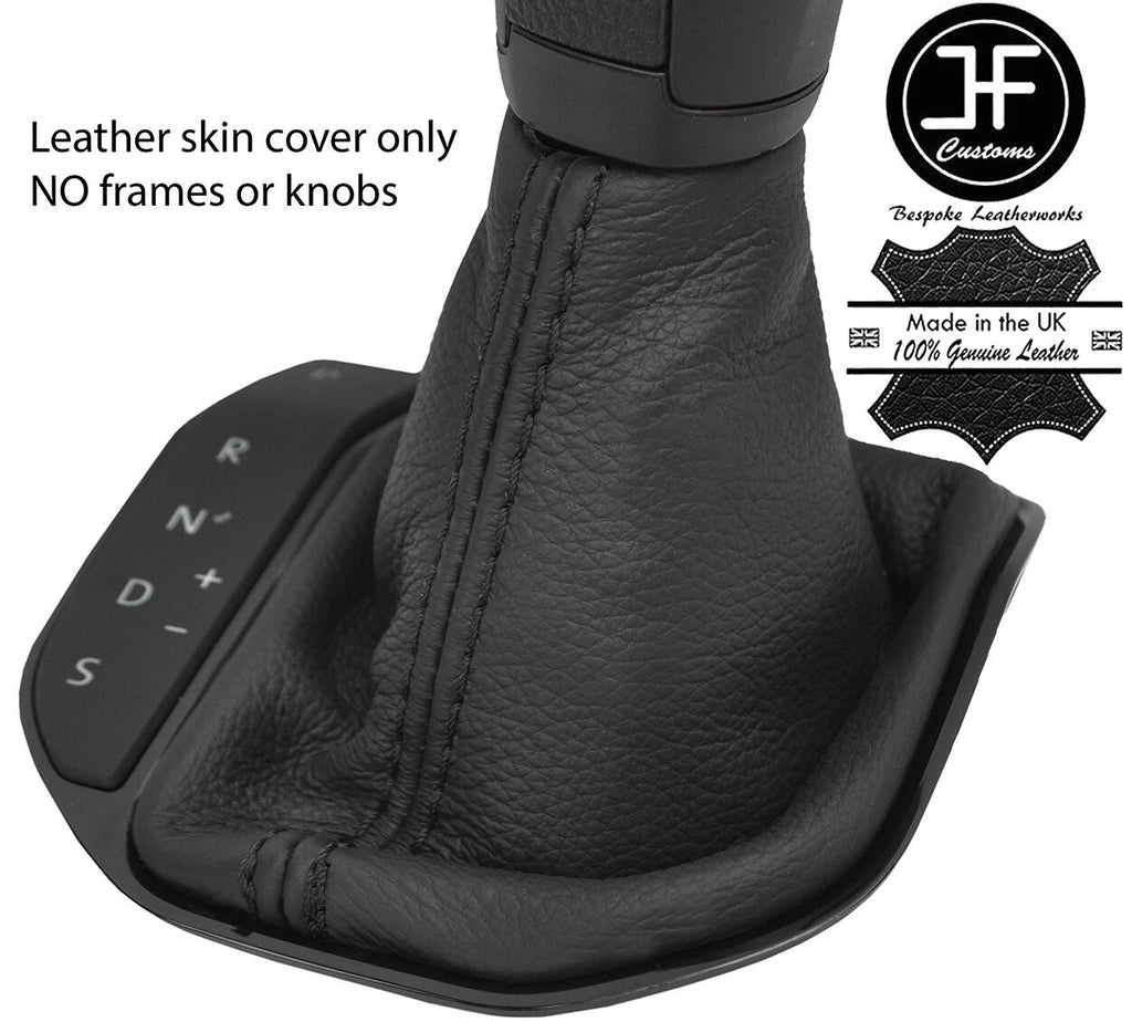 BLACK STITCH LEATHER AUTO AUTOMATIC GEAR GAITER FITS VW T6 TRANSPORTER 16-19