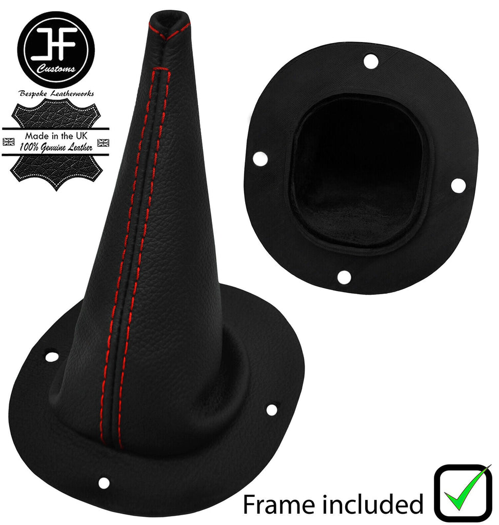 RED STITCH REAL LEATHER GEAR GAITER OVER RUBBER+PLASTIC FRAME FOR MG MGC GT