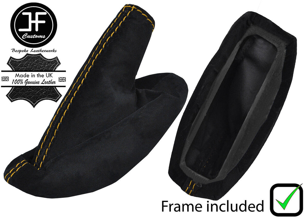 YELLOW STITCH SUEDE HANDBRAKE GAITER+PLASTIC FRAME FOR LOTUS ELISE EXIGE 96-14