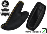 YELLOW STITCH SUEDE HANDBRAKE GAITER+PLASTIC FRAME FOR LOTUS ELISE EXIGE 96-14