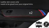 RED STITCH TRI STRIPE 2X REAR DOOR ARMREST LEATHER COVERS FITS BMW X4 F26 14-18