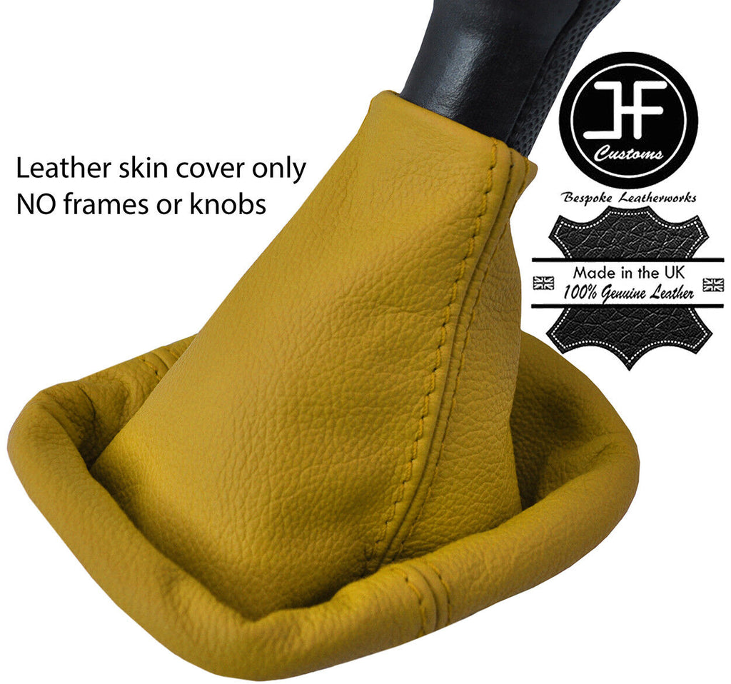 YELLOW TOP GRAIN GENUINE REAL LEATHER MANUAL GEAR GAITER FITS VW LUPO 1998-2005