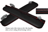 RED STITCH 2X SUN VISORS LEATHER SKIN COVERS FITS LOTUS EVORA 2009-2014