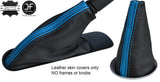 BLACK BLUE STRIPE TOP GRAIN LEATHER GAITER SET FOR BMW MINI COOPER R55 R56 R57