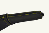 yellow stitch FITS FORD PUMA 97-01 LEATHER HANDBRAKE HANDLE COVER ONLY