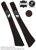 RED STITCH 2X B PILLAR REAL LEATHER COVERS FITS MERCEDES W124 E CLASS 83-95