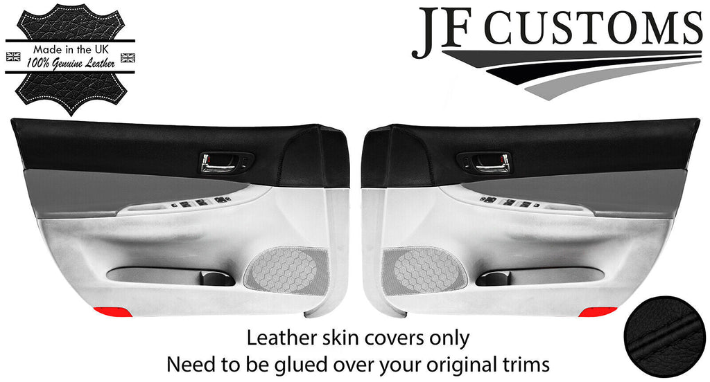 BLACK STITCH ITALIAN LEATHER 2X FRONT DOOR CAPPINGS COVERS FOR MAZDA 6 02-05
