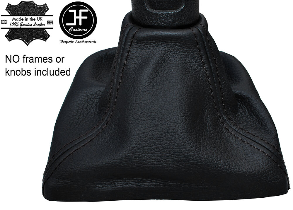BLACK STITCHING MANUAL LEATHER GEAR GAITER FITS SEAT IBIZA MK5 MKV 2009-2015